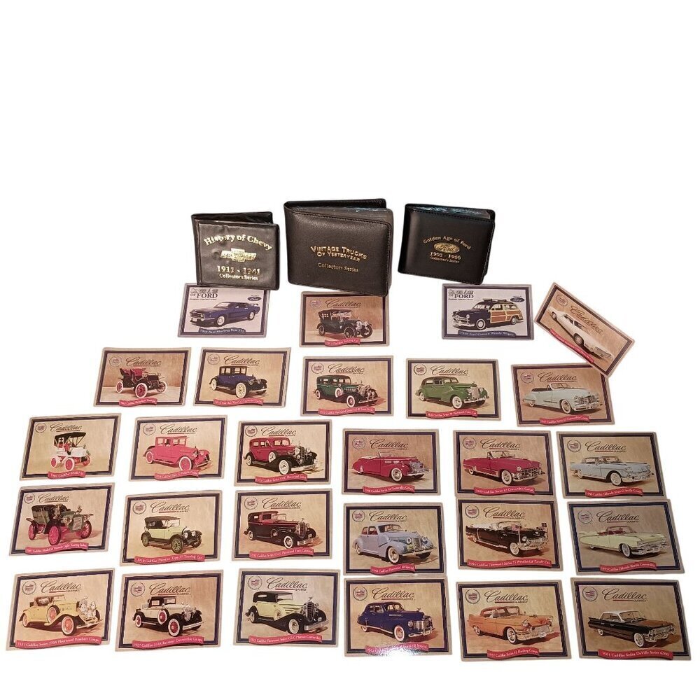 Lot 76 Automobile Collectors Cards Ford, Cadillac, Trucks & Chevrolet with Cases